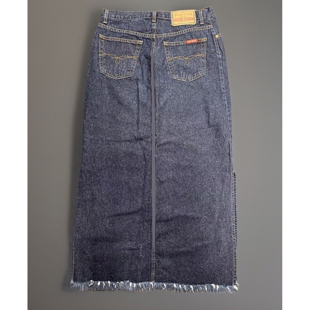 Vtg Y2K Denim Jean Fringe Skirt 11 Dark Wash Cowgirl Western Country Boho USA - Picture 5 of 16